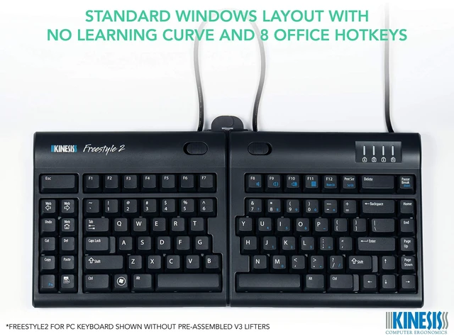 Alt view image 2 of 7 - Kinesis Freestyle2 Keyboard for PC 9in Cable w/ V3 Accessory Installed KB830PBUS