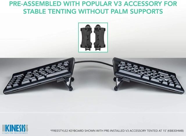 Alt view image 4 of 7 - Kinesis Freestyle2 Keyboard for PC 9in Cable w/ V3 Accessory Installed KB830PBUS