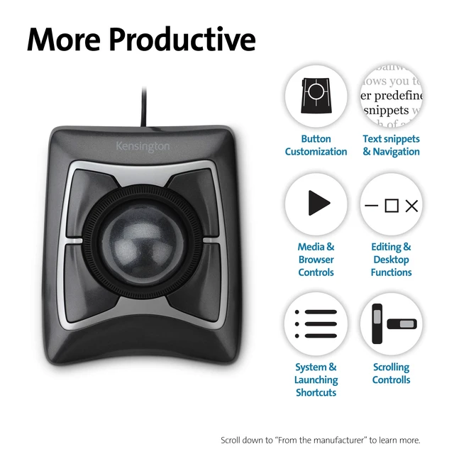 Alt view image 5 of 7 - Kensington Expert Mouse Trackball with USB/PS2 Adapter K64325WW