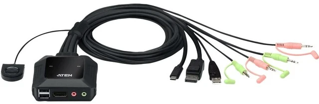 Alt view image 3 of 15 - ATEN 2-Port USB-C DisplayPort Hybrid Cable KVM Switch CS52DP