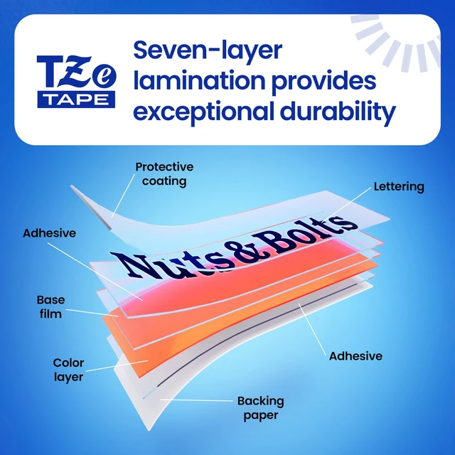Alt view image 6 of 7 - Brother Genuine P-touch TZe661 BK on YL Label Tape Laminated 36mmX8m