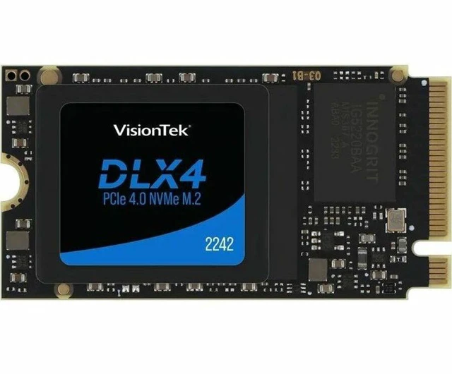 Alt view image 5 of 5 - VisionTek DLX4 512 GB Solid State Drive - M.2 2242 Internal - PCI Express NVMe (PCI Express NVMe 4.0 x4) - Desktop PC, Network Controller Device Supported - 250 TB TBW - 4725 MB/s Maximum Read Transfe