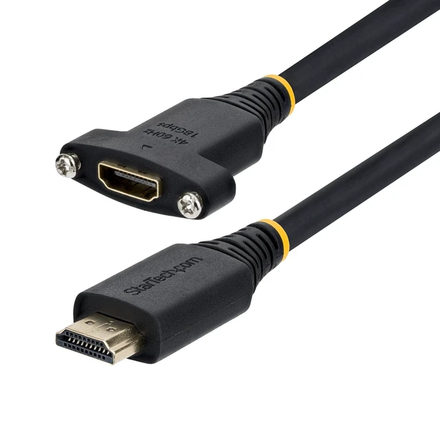 Alt view image 2 of 6 - StarTech 6ft 1.8m Panel Mount HDMI Cable High Speed HDMI Panel Mount Extension Cable 4K 60Hz HDMI Male to Female Adapter Cable