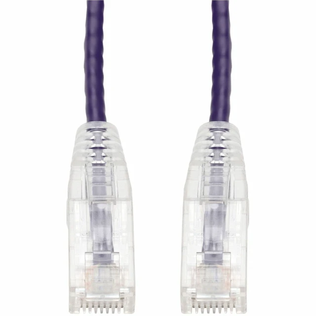 Alt view image 2 of 2 - AddOn 14ft Purple CAT6 Slim PVC Ethernet Cable Snagless Clear-Claw RJ-45 M/M CAT 6