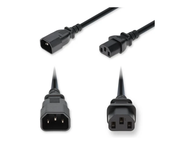 Alt view image 2 of 2 - AddOn 6ft C14 Male to C13 Female Standard Commercial 18 AWG 250V at 10A PVC SJT Service Junior Thermoplastic Black Power Cable