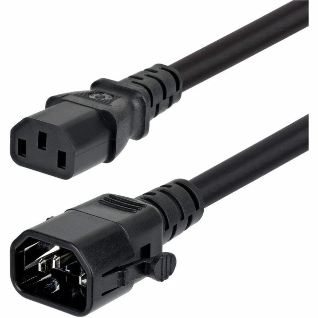 Alt view image 6 of 6 - StarTech 6ft 1.8m Heavy Duty Power Extension Cord Locking C14 to C13 PDU Power Cord 15A 250V 14AWG UL Listed TAA C14LC1314G15ABK6FT