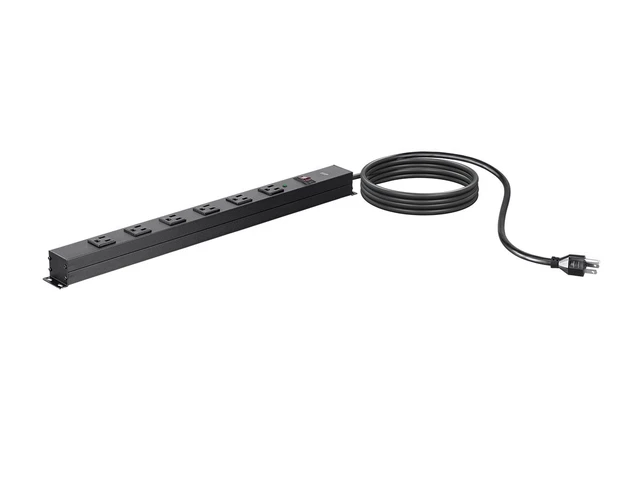 Alt view image 18 of 18 - Monoprice 6 Outlet Metal Surge Protector Power Strip - Black With 15 Feet Cord | 540 Joules