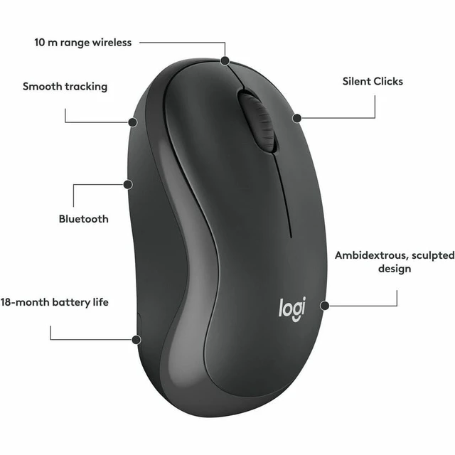 Alt view image 2 of 7 - Logitech M240 TAA Compliant Wireless Mouse 910008122