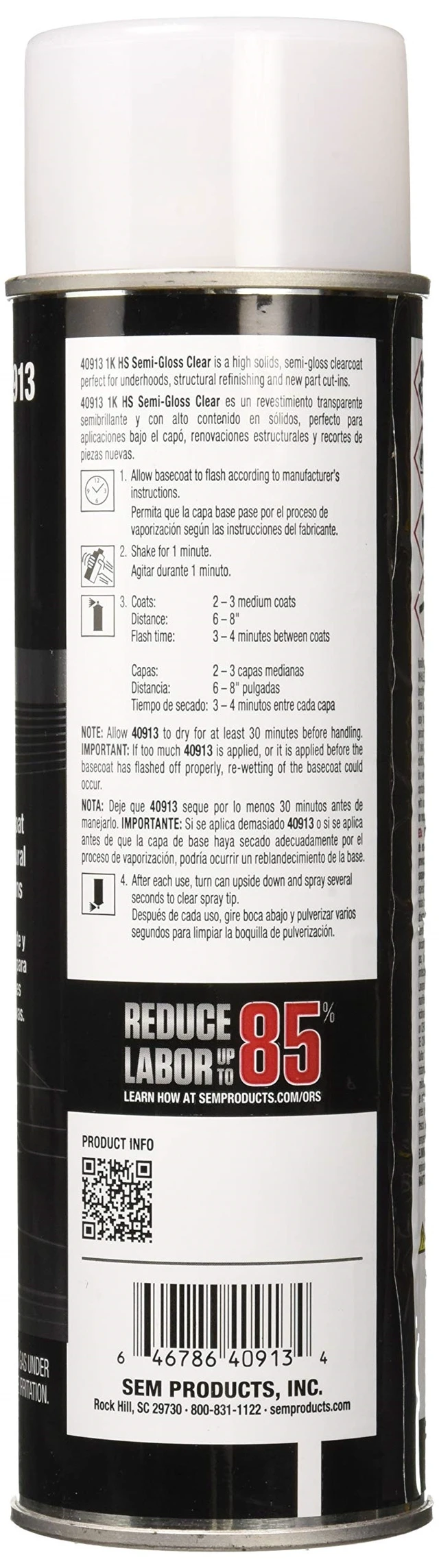 Alt view image 2 of 3 - SEM 1K HS Clear - 20oz Aerosol Can - Semi-Gloss Finish