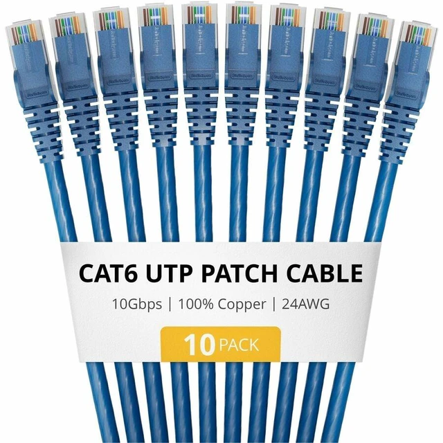 Main image of StarTech 3ft Blue Cat6 Ethernet Cable 10 Pack Snagless RJ45 UTP 24AWG Bare Copper Wire Network Patch Cord CAT6UTP3FTBL10PK