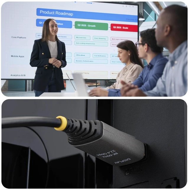 Alt view image 6 of 7 - 50M HYBRID AOC DISPLAYPORT 1.4 CABLE SUPPORTS 8K 60HZ; CMP-RATED FOR PLENUM SPAC