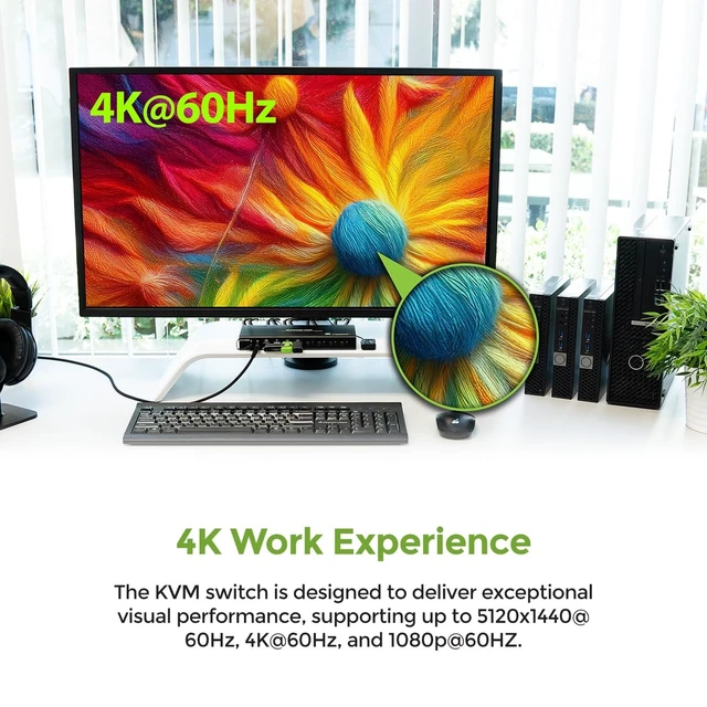 Alt view image 11 of 11 - IOGEAR 4-Port KVMP Switch with HDMI Connection USB 2.0 Hub and Audio - 4 Computer(s) - 4K - 5120 x 1440 - 8 x USB - USB 2.0 - 5 x HDMI - 5 x DisplayPort