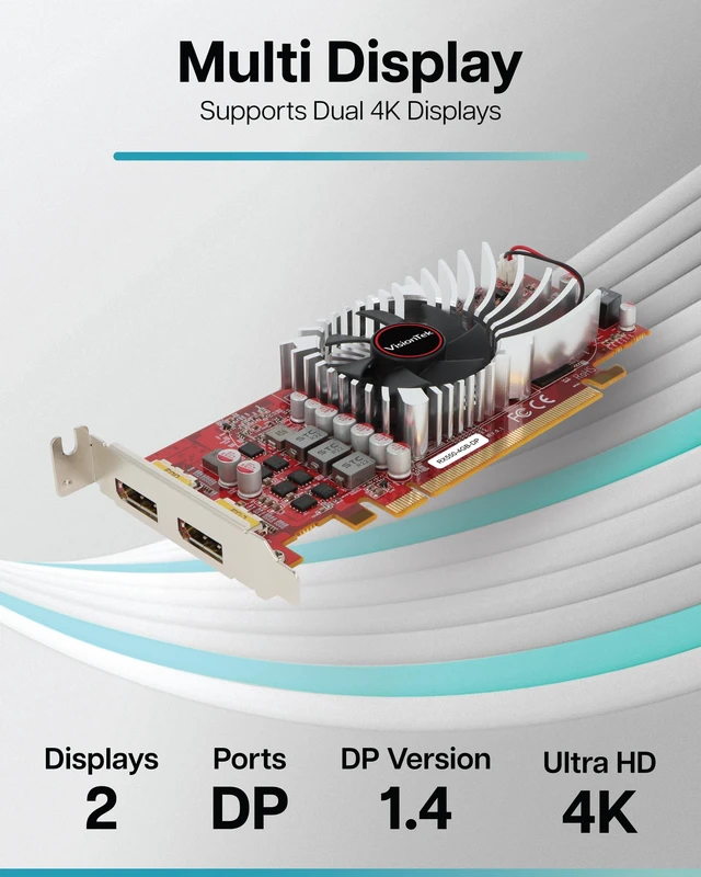 Alt view image 7 of 10 - VisionTek AMD Radeon RX 550 Graphic Card - 4 GB GDDR5 - 3840 x 2160 - 1.07 GHz Core - PCI Express 3.0 x8 - DisplayPort - 2 x DisplayPort - Fan Cooler - 3 Year Warranty