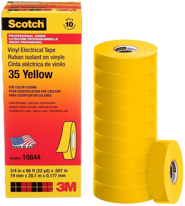 Main image of TAPE 3M 35 YELLOW ELECTRICAL MARKING TAPE ,3/4 WIDE X 66 LONG ROLL X 0.007 THICK