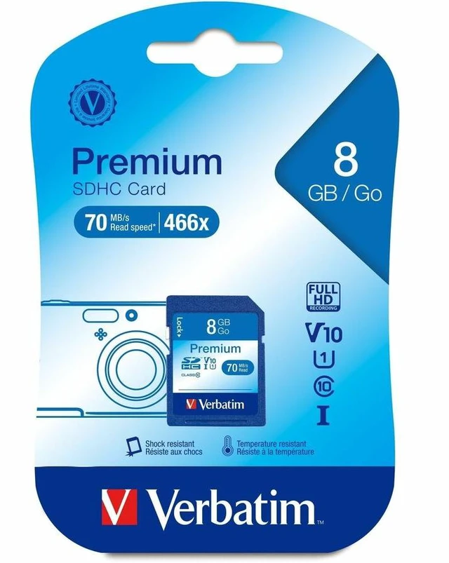 Main image of Verbatim 8GB Premium SDHC Memory Card UHS-I Class 10