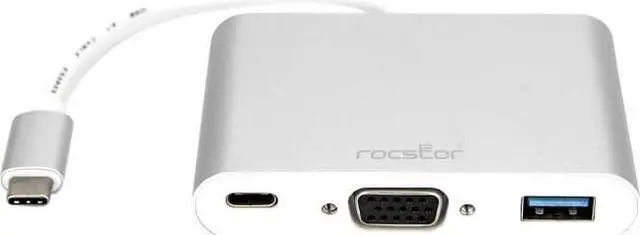 Alt view image 5 of 12 - Rocstor Y10A175-S1 Usb-C To Usb 3.0 Vga Usb-C 3.1 Multifunction Adapter 15Cm Silver