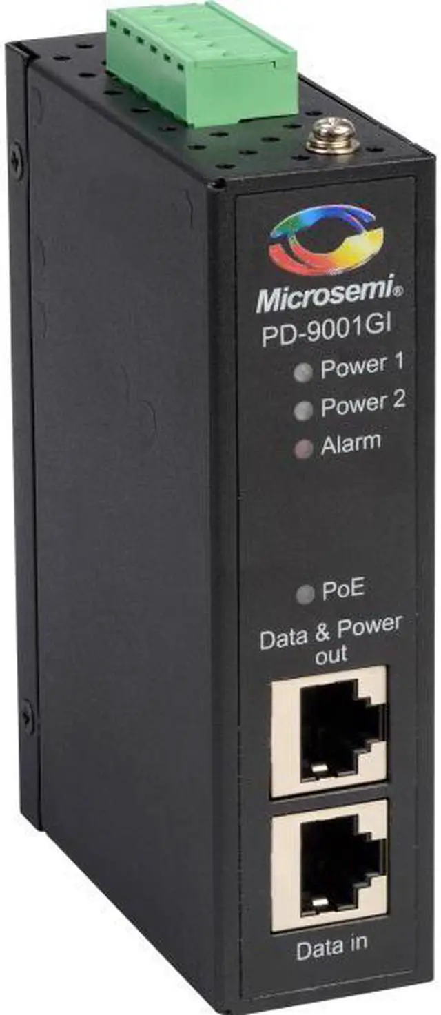 Main image of Microchip PD-9001GI/DC - PoE injector (DIN rail mountable) - DC 20 - 60 V - 30 Watt - output connectors: 1