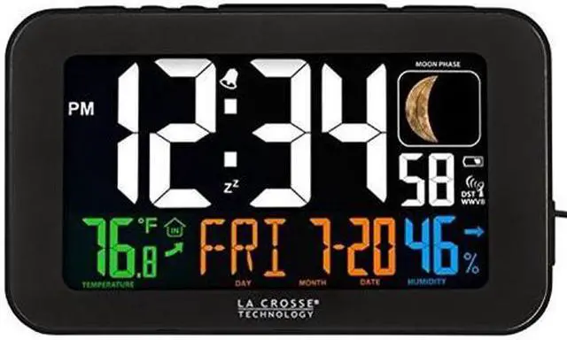 Main image of La Crosse Technology 617-1485B Atomic Color Alarm Clock With Indoor Temperature & Humidity