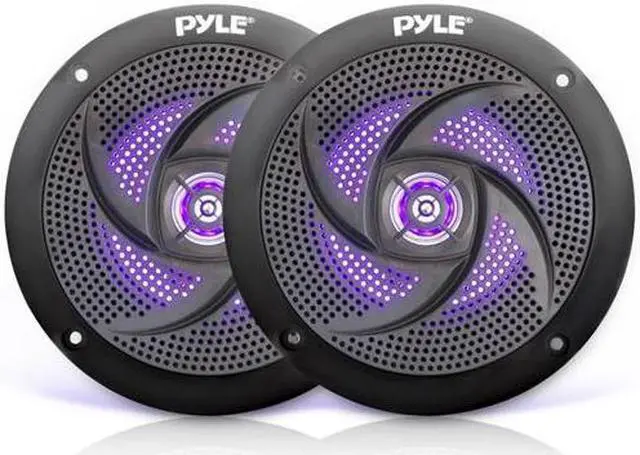 Alt view image 9 of 11 - Pyle Marine Speakers - 4 Inch 2 Way Waterproof and Weather Resistant Outdoor Audio Stereo Sound System with LED Lights, 100 Watt Power and Low Profile Slim Style - 1 Pair PLMRS43BL (Black)