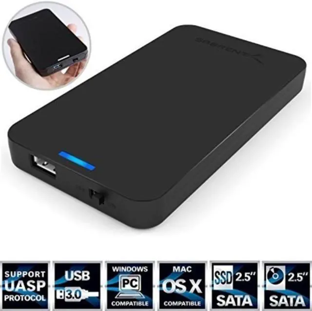 Alt view image 8 of 9 - SABRENT 2.5-Inch SATA to USB 3.0 Tool-Free External Hard Drive Enclosure [Optimized for SSD, Support UASP SATA III] Black (EC-UASP)
