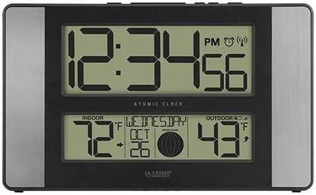 Alt view image 5 of 8 - La Crosse Technology 513-1417AL-INT Atomic Digital Wall Clock With In/Out Temp & Moon Phase