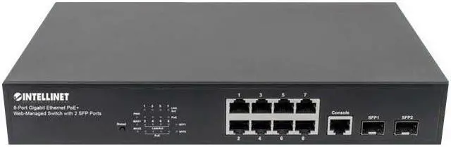 Alt view image 9 of 10 - Intellinet Network Solutions 8-Port Gigabit Ethernet PoE+ Web-Managed Switch with 2 SFP Ports (561167)