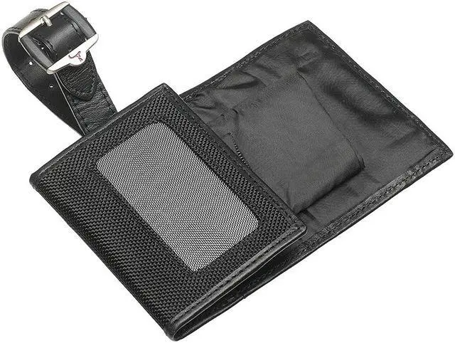 Alt view image 3 of 4 - Travelon Travel Quick Pass Leather Ballistic Nylon Luggage Suitcase Tag Black