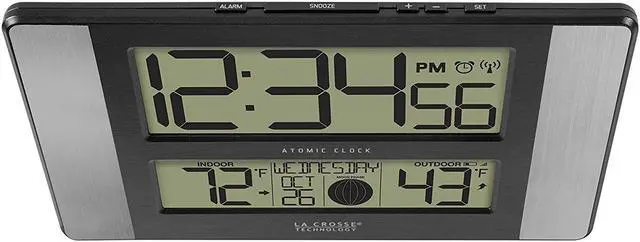 Alt view image 6 of 8 - La Crosse Technology 513-1417AL-INT Atomic Digital Wall Clock With In/Out Temp & Moon Phase