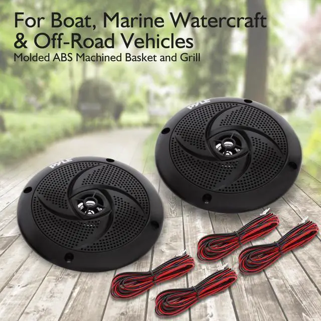 Alt view image 5 of 7 - Pyle Marine Speakers - 5.25 Inch 2 Way Waterproof and Weather Resistant Outdoor Audio Stereo Sound System with LED Lights, 180 Watt Power and Low Profile Slim Style - 1 Pair - PLMRS53BL (Black)