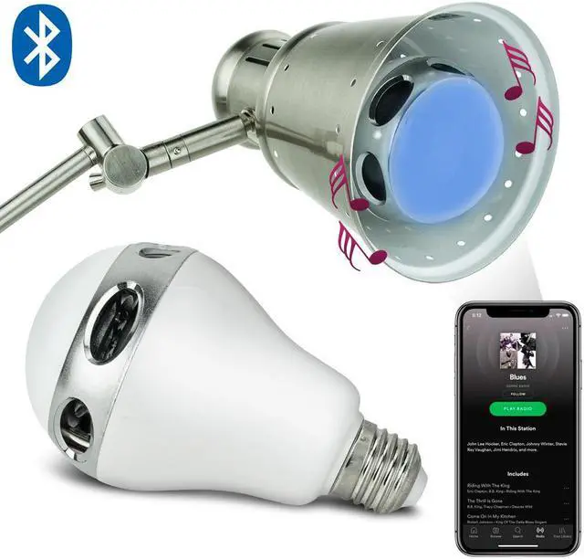 Alt view image 7 of 15 - LED Smart Symphony Wireless Speaker & LED Lightbulb