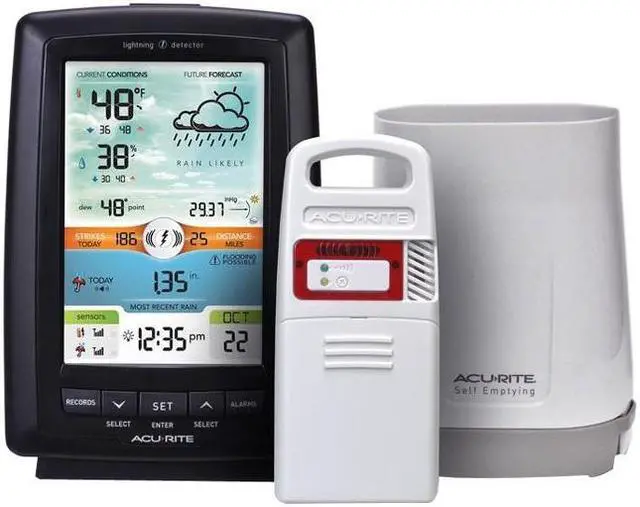 Alt view image 4 of 10 - AcuRite Weather Station And Lightning Detector Digital Weather Station