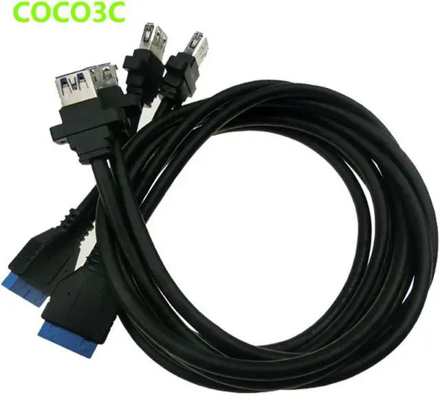 Alt view image 4 of 4 - Amify Mini PCIe to 4 USB 3.0 Ports Card mini PCI express to Dual 19Pin 20 Pin header 19P USB female header to 2 USB3.0 spiltter cable