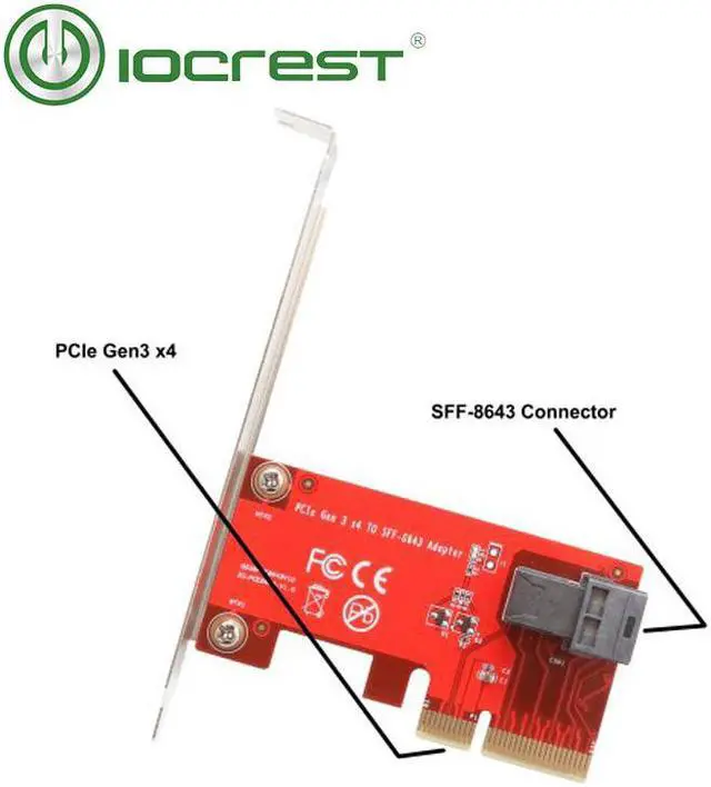 Alt view image 3 of 6 - IOCREST PCIe to U.2 (SFF-8643) Gen 3 /4 -Lane Card
