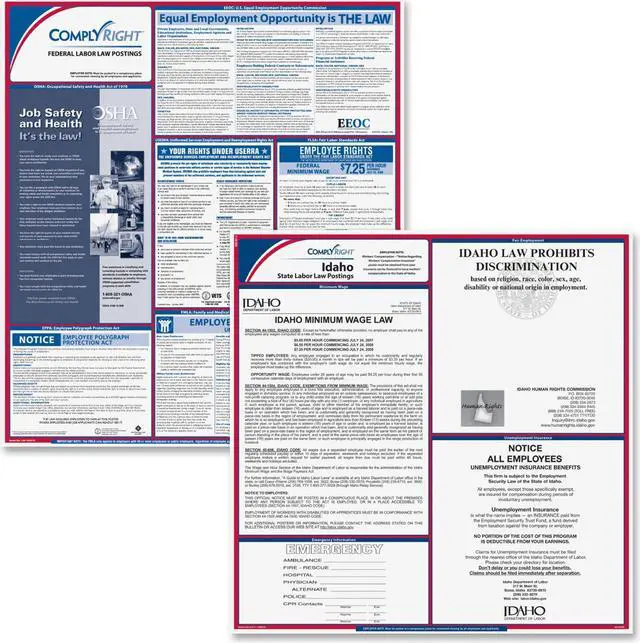 Alt view image 2 of 2 - ComplyRight Fed/State Idaho Compliance Labor Law Poster Kit, Laminated, 24" x 24" - 1 set per pack