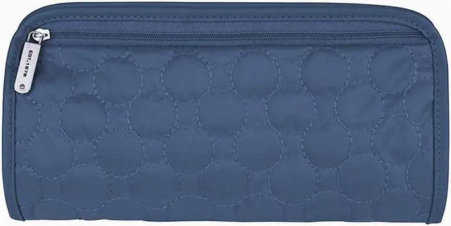Alt view image 7 of 12 - Travelon Jewelry and Cosmetic Clutch w/ Removable Center Pouch, Blue Quilted