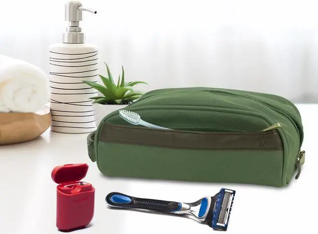 Alt view image 9 of 16 - Travelon Classic Plus Top Zip Toiletry Kit Travel Accessory Bag Olive