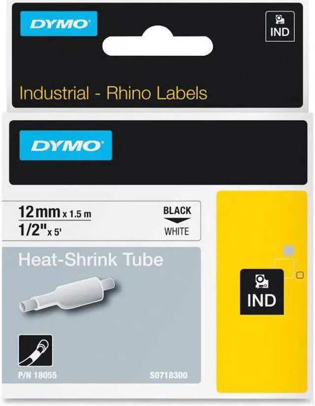 Alt view image 3 of 3 - Dymo Industrial Rhino Heat Shrink Tubes, 1/2 In., White