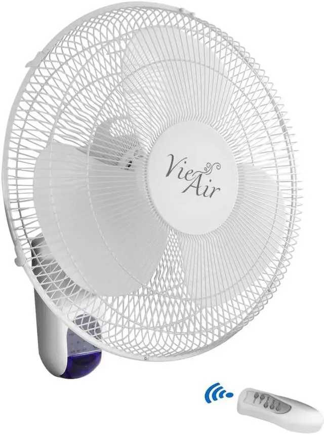 Alt view image 3 of 14 - vie air 16" plastic wall fan with remote control in white