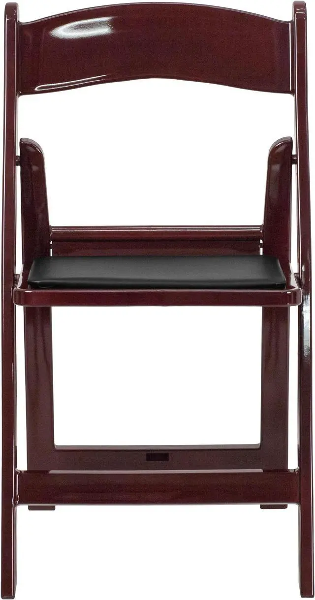 Alt view image 4 of 20 - 2 Pack HERCULES Series 1000 lb. Capacity Red Mahogany Resin Folding Chair with Black Vinyl Padded Seat