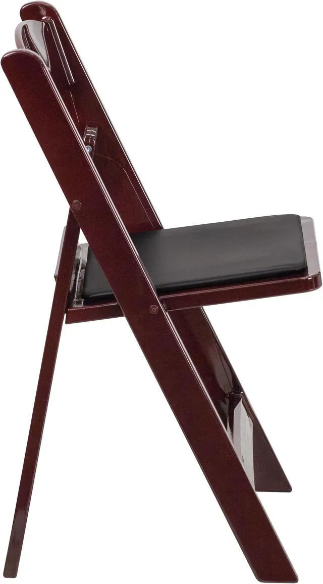 Alt view image 2 of 20 - 2 Pack HERCULES Series 1000 lb. Capacity Red Mahogany Resin Folding Chair with Black Vinyl Padded Seat