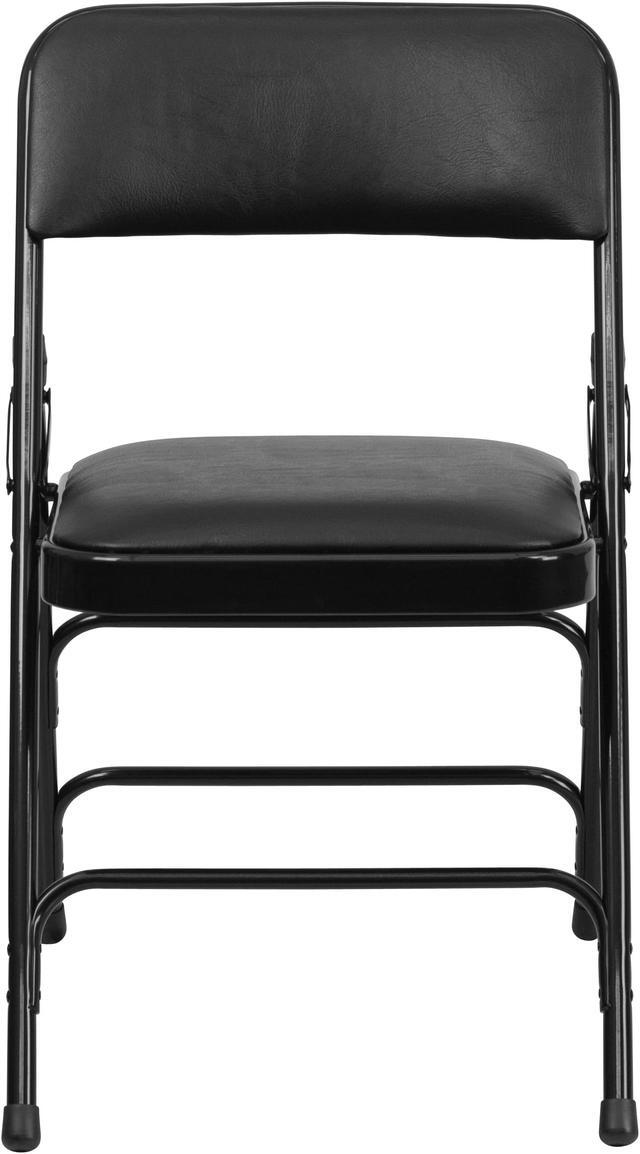 Alt view image 4 of 20 - 4 Pk. HERCULES Series Curved Triple Braced & Double Hinged Black Vinyl Metal Folding Chair