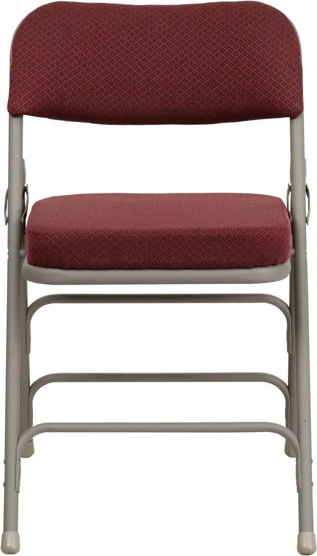 Alt view image 5 of 20 - 2 Pack HERCULES Series Premium Curved Triple Braced & Double Hinged Burgundy Fabric Metal Folding Chair