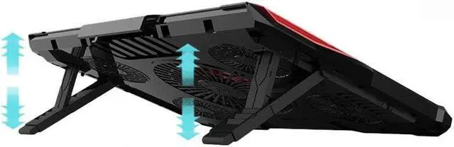 Alt view image 2 of 6 - COOL COLD Notebook PC Cooler Laptop Cooling Pad Stand Air Cooled 5 LED Fans 2 USB Ports Adjustable Holder for 15 15.6 17 Laptop