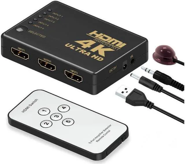 Main image of Mini HDMI Switcher 2160P 5 Port 4K HDMI Switch Selector Splitter With Hub IR Remote For HDTV DVD TV BOX