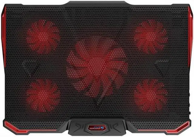 Alt view image 3 of 6 - COOL COLD Notebook PC Cooler Laptop Cooling Pad Stand Air Cooled 5 LED Fans 2 USB Ports Adjustable Holder for 15 15.6 17 Laptop