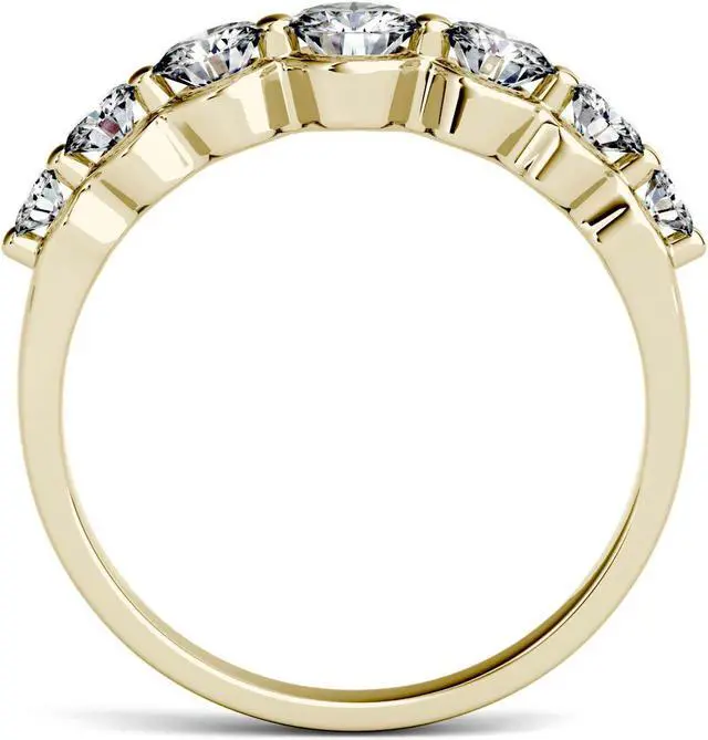 Alt view image 3 of 7 - 14K Yellow Gold Moissanite by Charles & Colvard 4mm Round Wedding Band-size 5.5 0.87cttw DEW