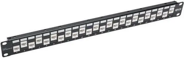 Alt view image 8 of 8 - 24-PORT 1U RACK-MOUNT CAT6A/CAT6/CAT5E OFFSET FEED-THROUGH PATCH PANEL WITH CABL