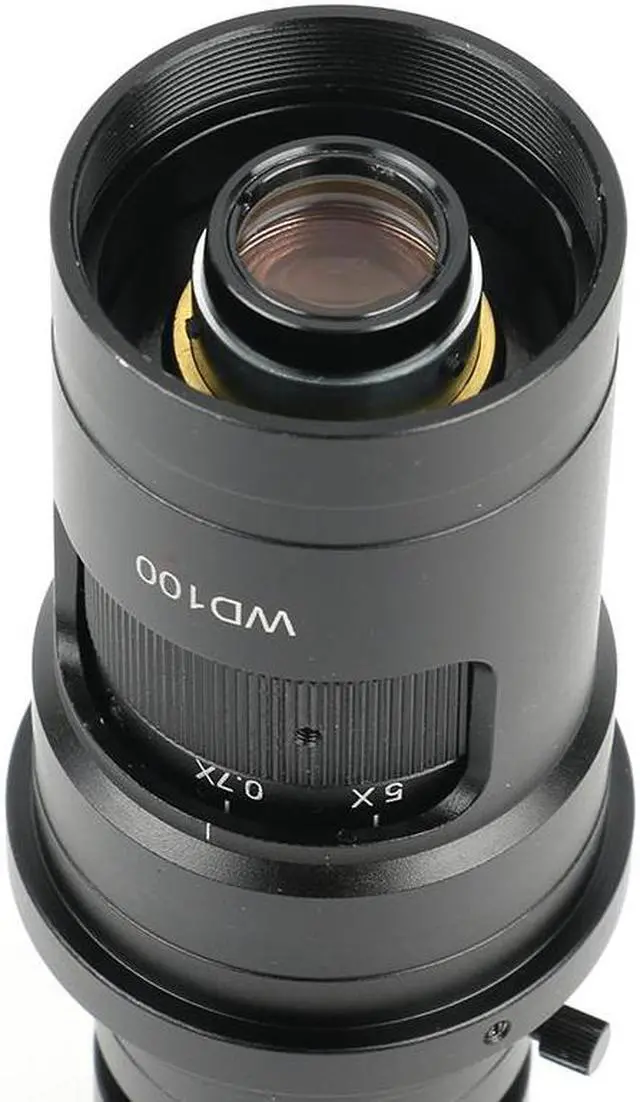 Alt view image 5 of 6 - 10X-200X Zoom WD100 Continuously Variable 0.7X-5X Adjustable Magnification FHD C-mount Lens For HDMI VGA USB Microscope Camera