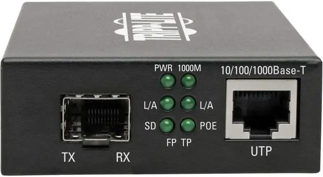 Alt view image 2 of 17 - Tripp Lite Gigabit SFP Fiber to Ethernet Media Converter, POE+ - 10/100/1000 Mbps