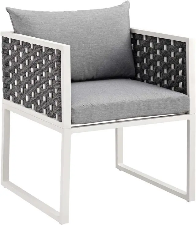 Main image of Stance Outdoor Patio Aluminum Dining Armchair - White Gray